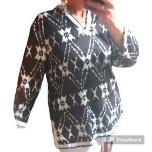 M collection V neck geometric print tunic